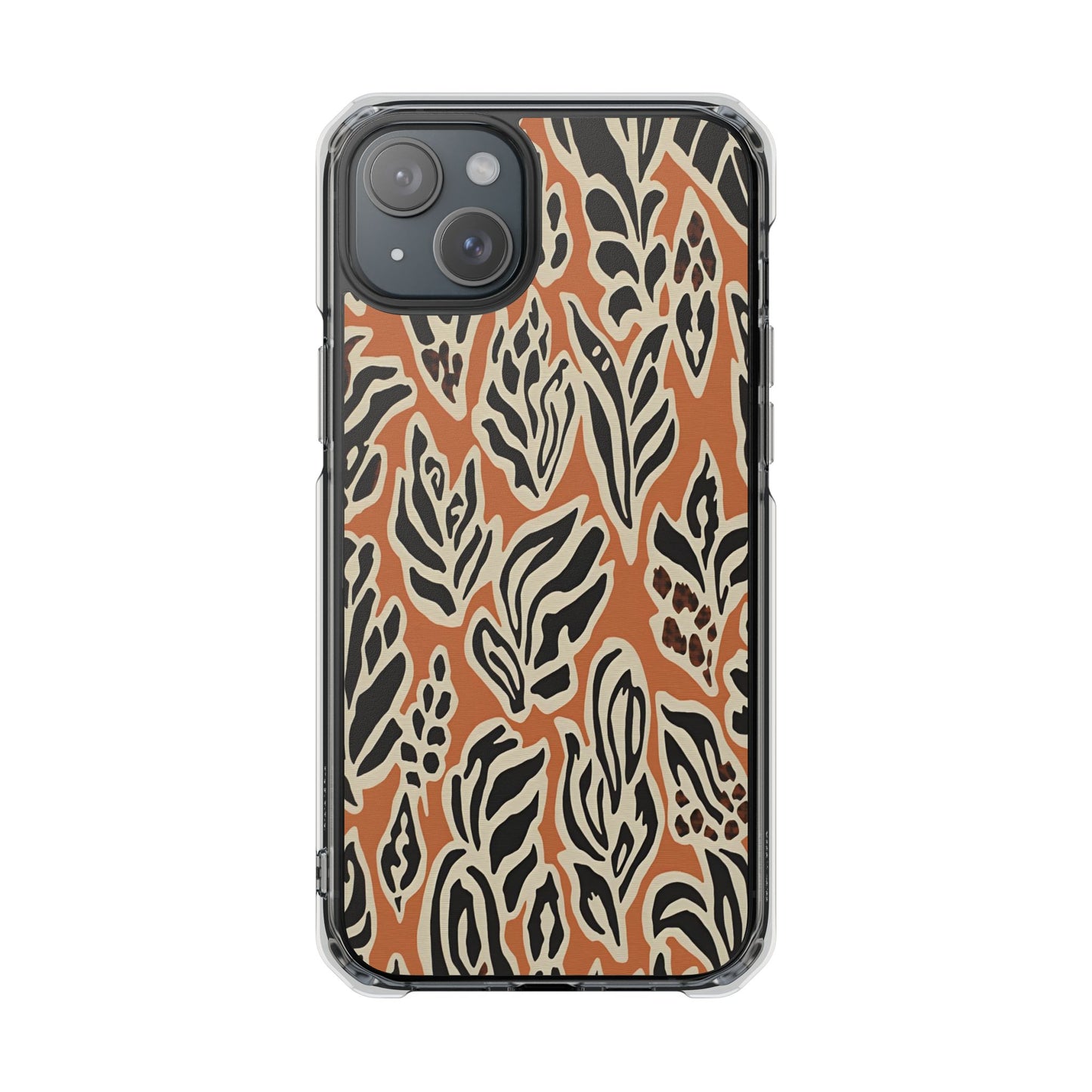 Clear Magnetic Phone Case — Earthy Abstract Leaf Pattern