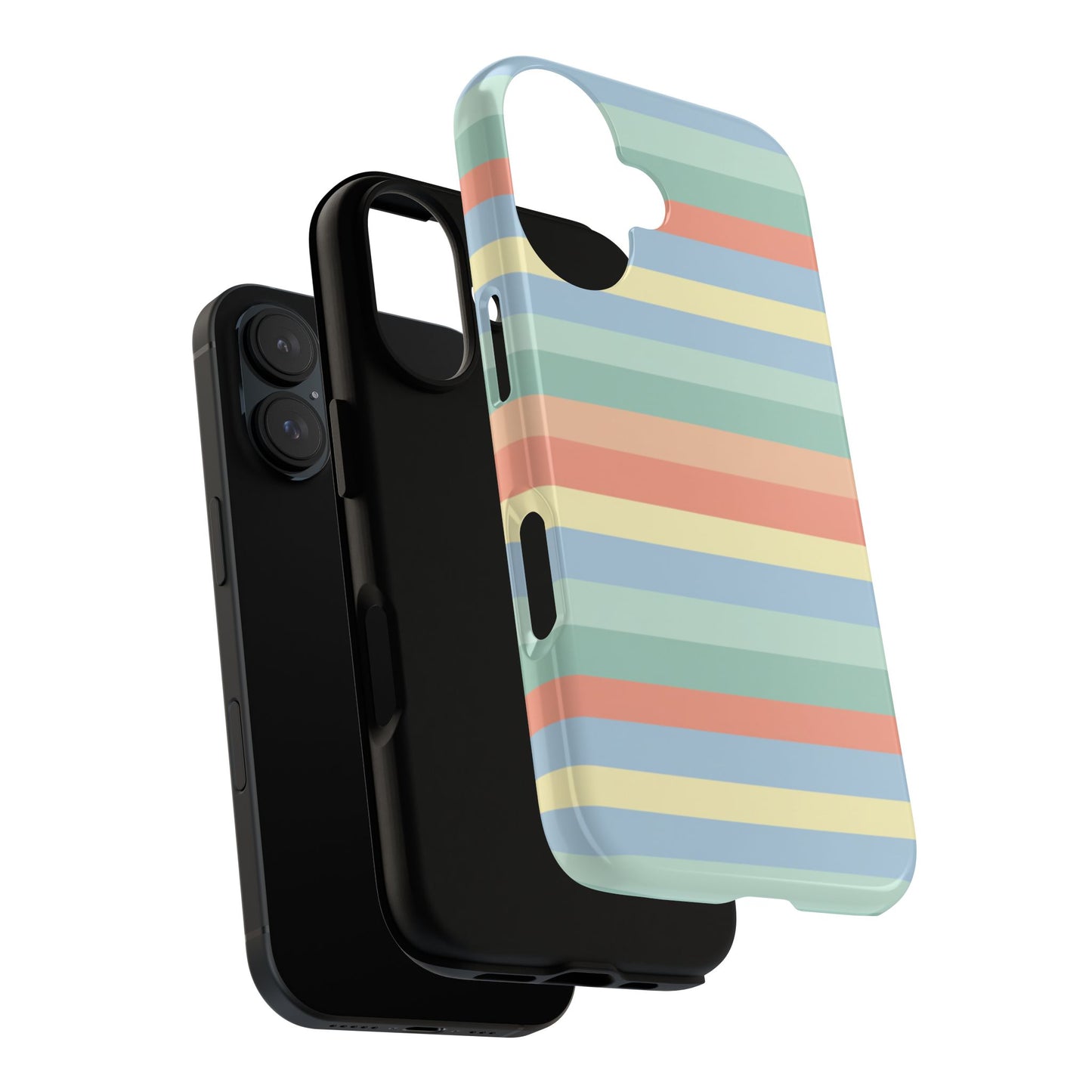 Pastel Striped Phone Case — Retro Horizontal Multi-Color Tough Case