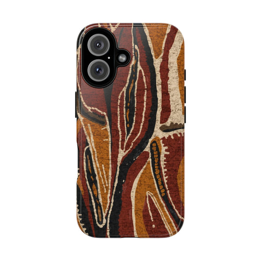 Abstract Earth Tone Phone Case — Rustic Botanical Pattern Tough Case