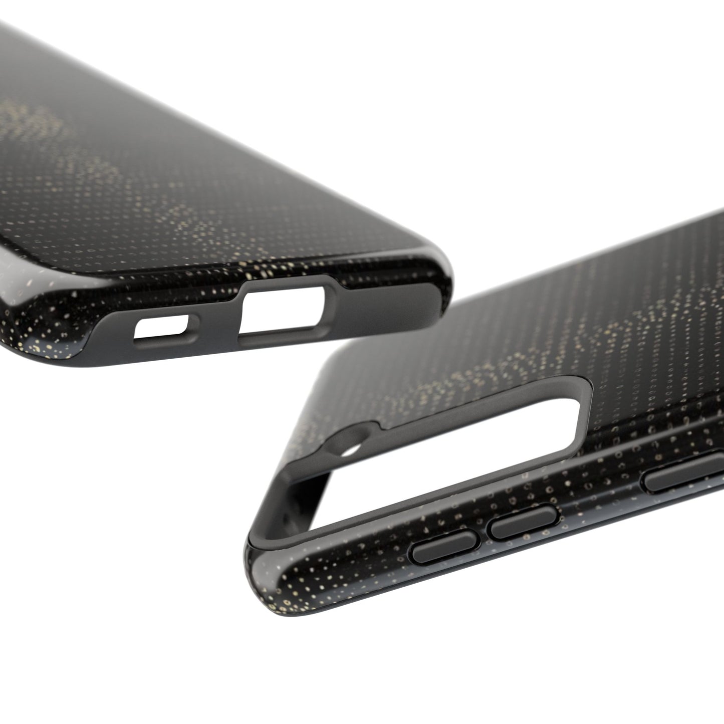 Tough Phone Case — Black Textured Metallic Dot Shield