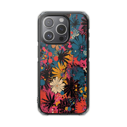 Clear Magnetic Phone Case — Colorful Floral Impact Protection