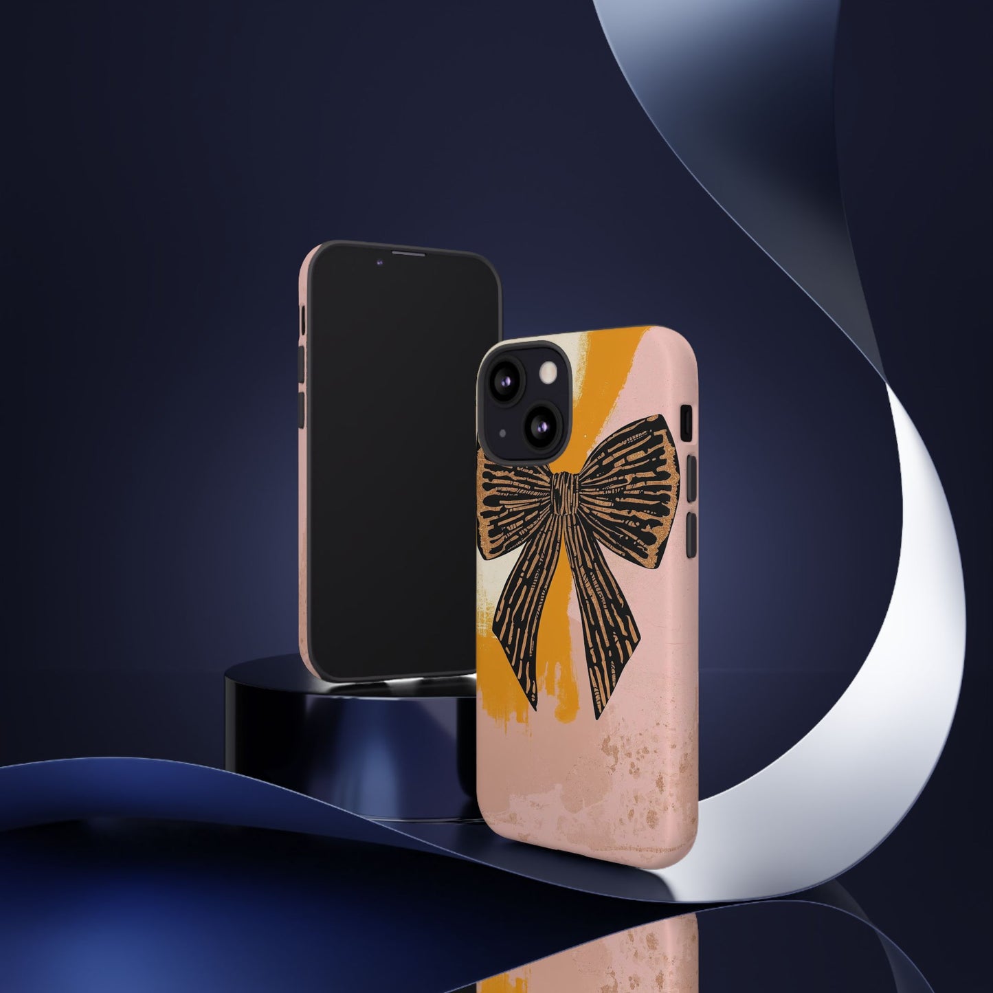 Bow Brushstroke Tough Phone Case — Pink & Mustard