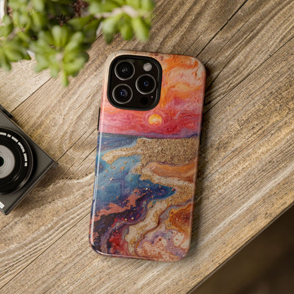 Sunset Coast Phone Case — Colorful Abstract Beach Art Tough Case