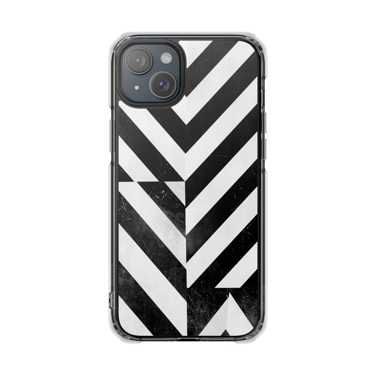 Clear Magnetic Phone Case — Bold Black & White Chevron Impact Design