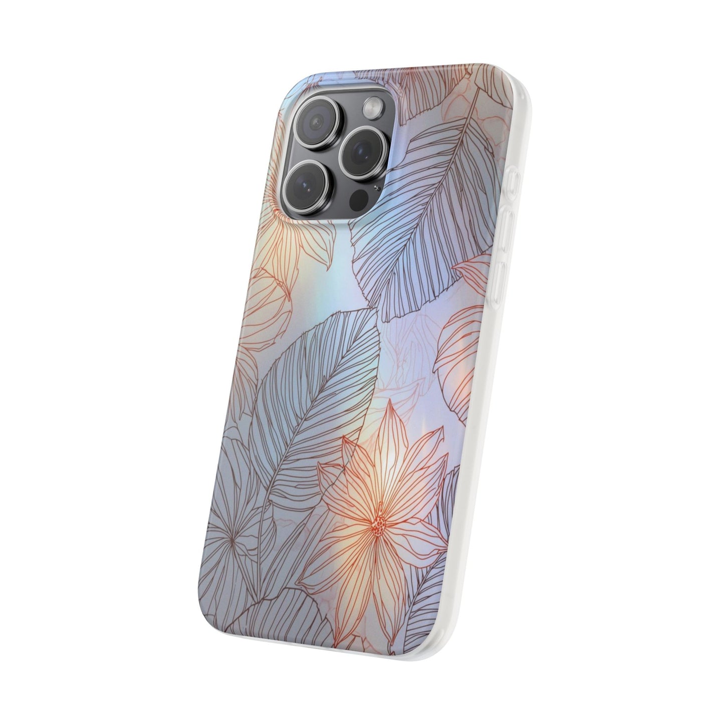 Floral Holographic Phone Case — Iridescent Leaves & Flowers Flexi Case