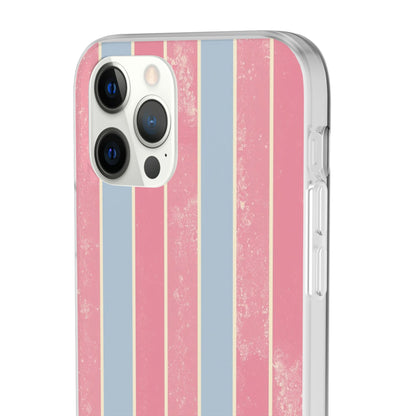 Striped Pink & Blue Phone Case — Retro Pastel Flexi Case