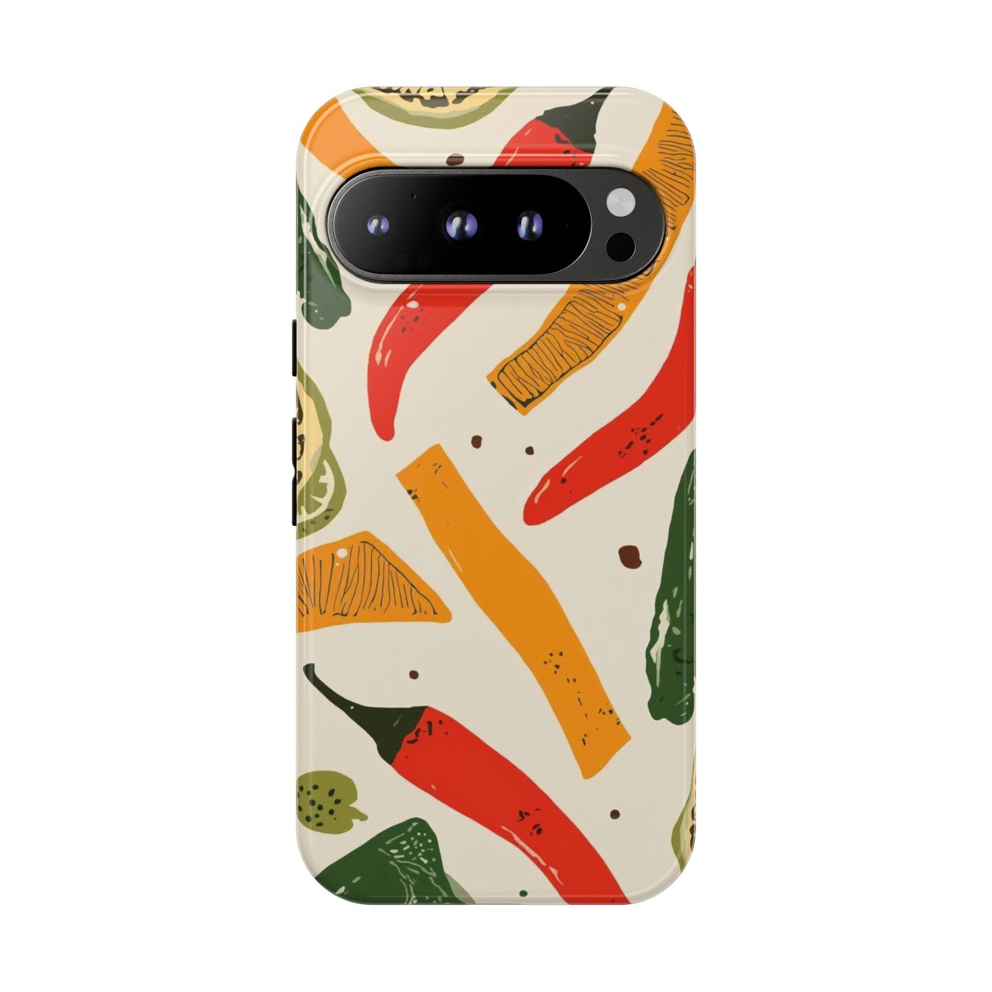 Spicy Peppers Phone Case – Colorful Chili, Lime & Citrus Pattern