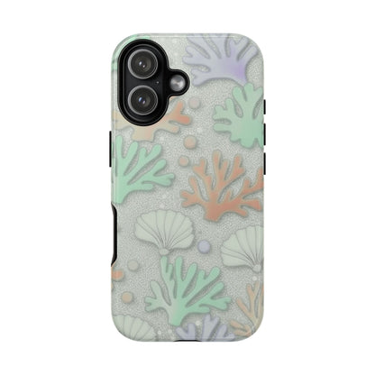 Pastel Coral Reef Tough Phone Case – Sea Shell & Coral Pattern Durable Protector