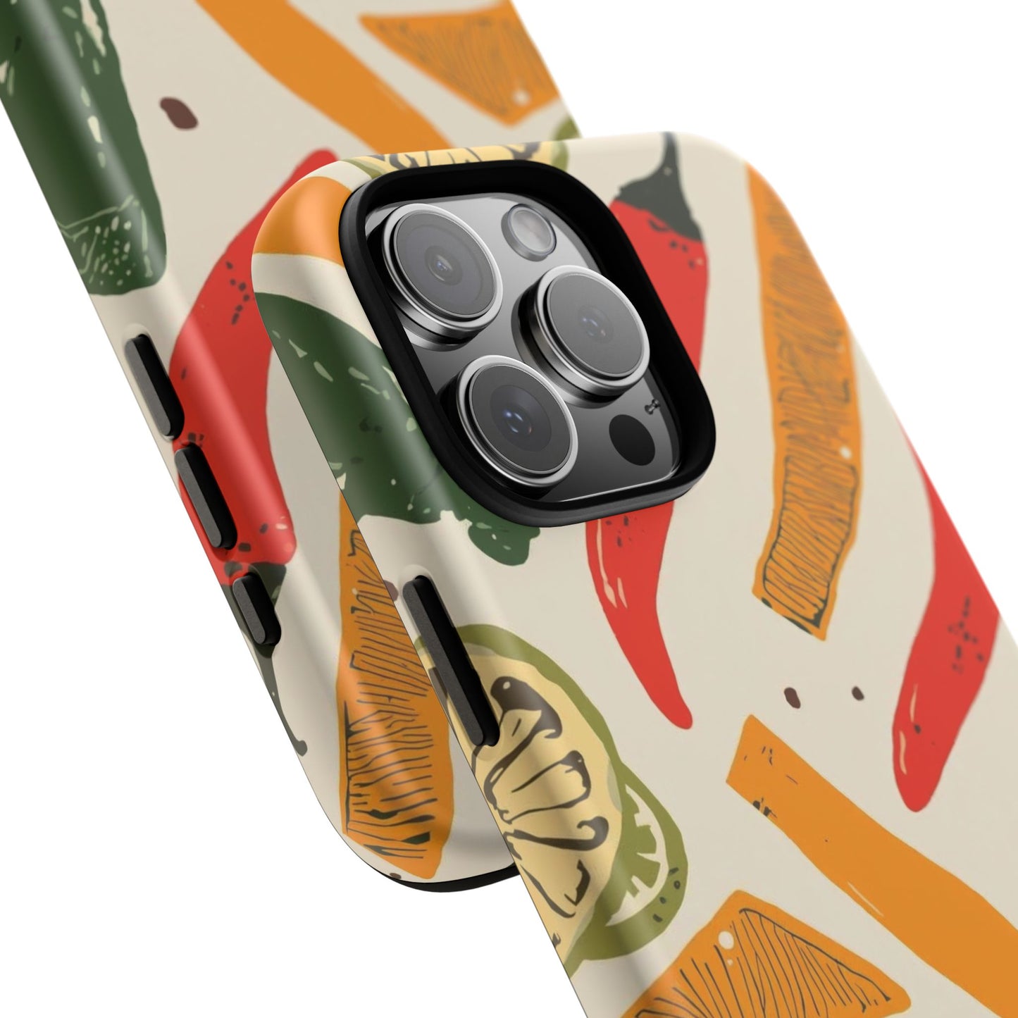 Spicy Peppers Phone Case – Colorful Chili, Lime & Citrus Pattern