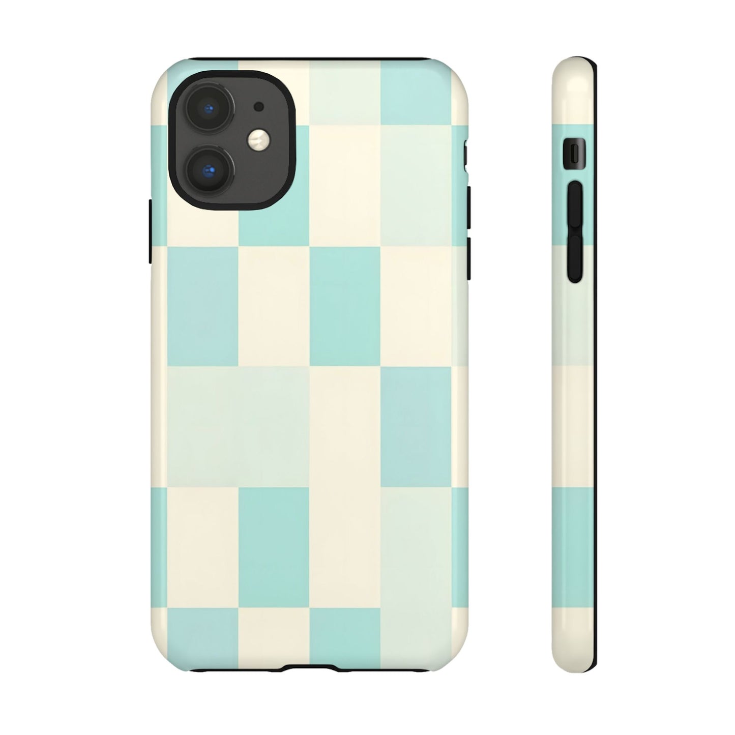 Pastel Checkerboard Tough Case – Mint & Cream Protective Phone Cover