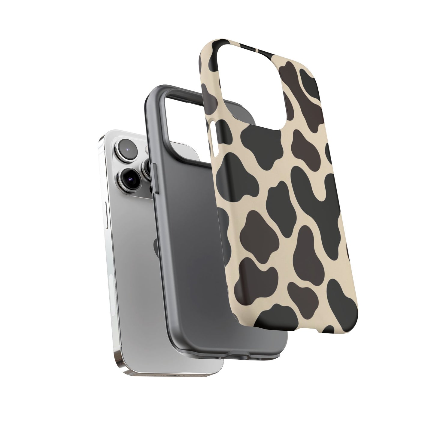 Cow Print Phone Case — Black & Cream Protective  Case