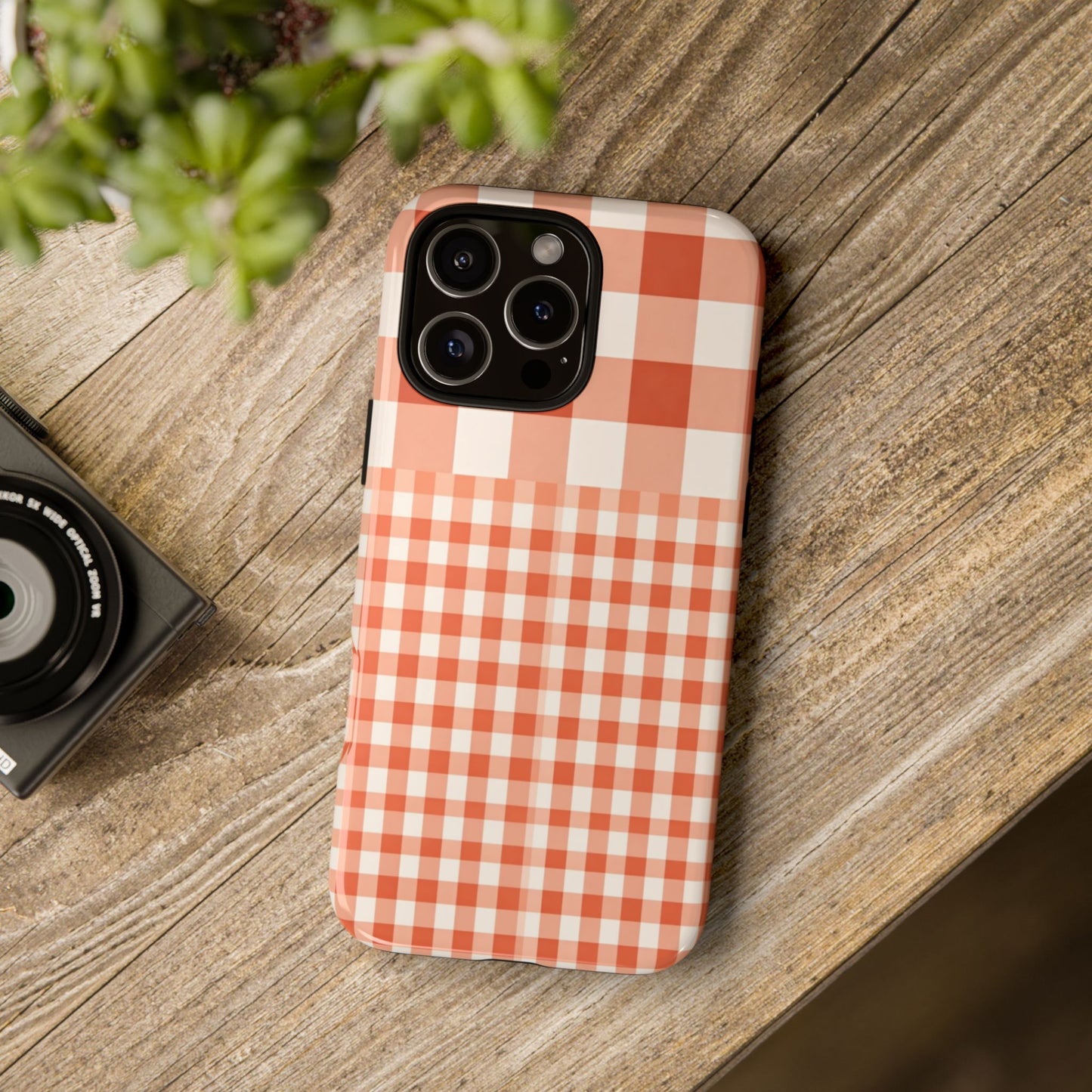 Buffalo Check Tough Phone Case — Orange Gingham Protective Cover