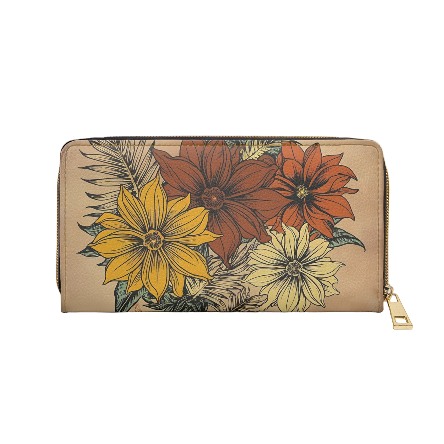 Women's Floral Coast Wallet - Summer Botanical Zipper Wallet