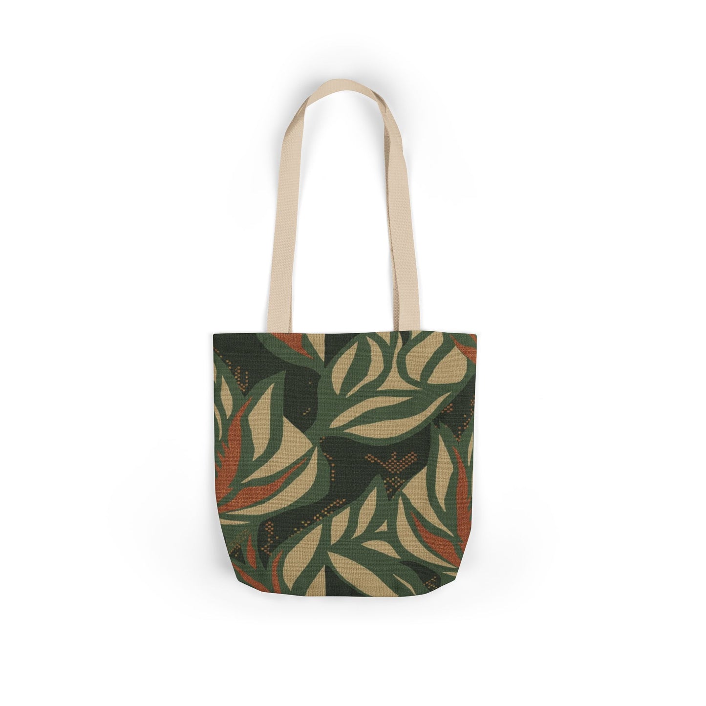 Earthy Leaf Pattern Canvas Tote — Eco-Friendly Botanical Market Bag