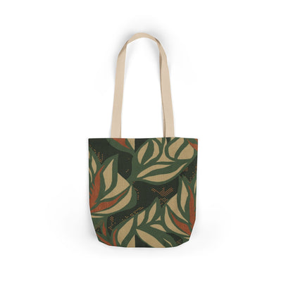 Earthy Leaf Pattern Canvas Tote — Eco-Friendly Botanical Market Bag
