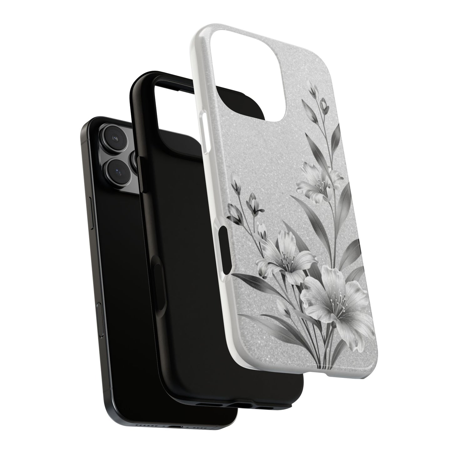 Floral Monochrome Phone Case — Elegant Black & White Lily Design