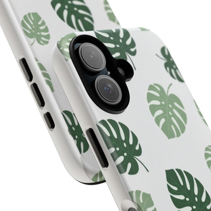 Monstera Leaf Tough Phone Case – Tropical Green Palm Pattern Protective Cover