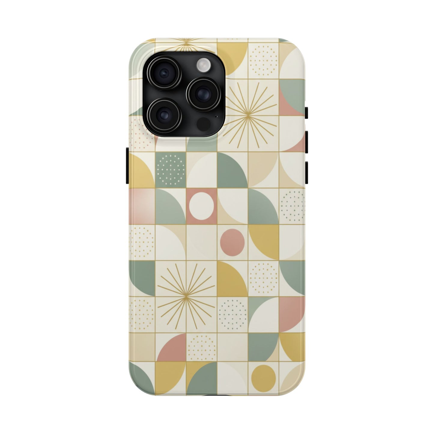 Retro Geometric Tough Phone Case — Pastel Midcentury Pattern