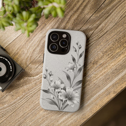 Floral Monochrome Phone Case — Elegant Black & White Lily Design