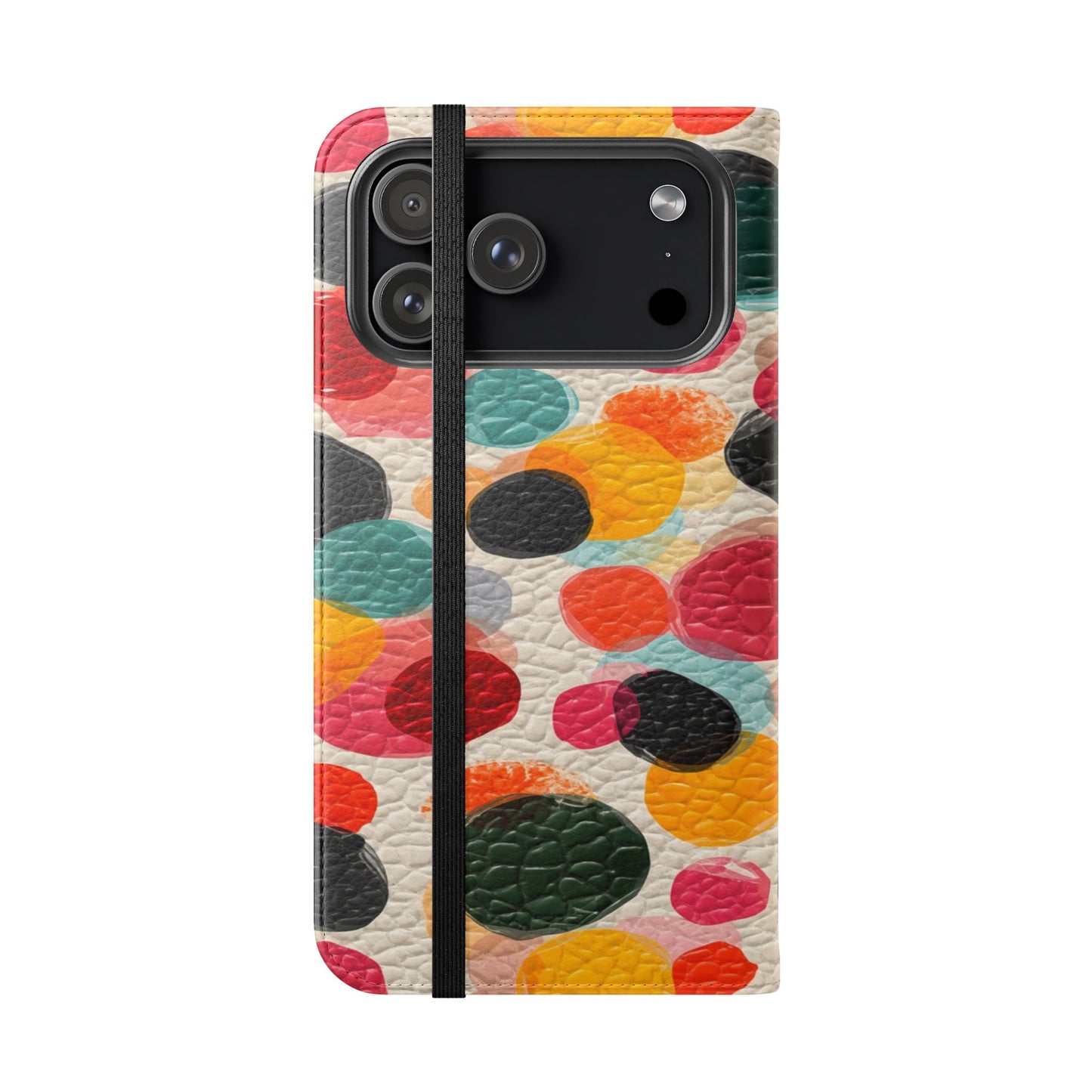 Colorful Confetti Dot Flip Phone Case — Retro Polka Wallet Cover