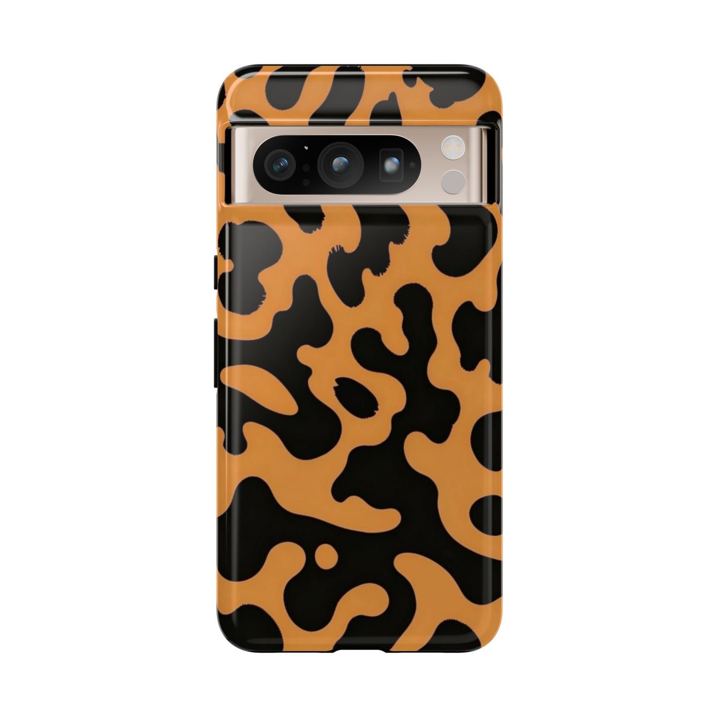 Leopard Print Phone Case — Orange & Black Tough Pattern Protective Cover
