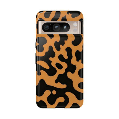 Leopard Print Phone Case — Orange & Black Tough Pattern Protective Cover