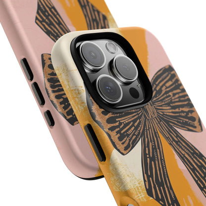 Bow Brushstroke Tough Phone Case — Pink & Mustard