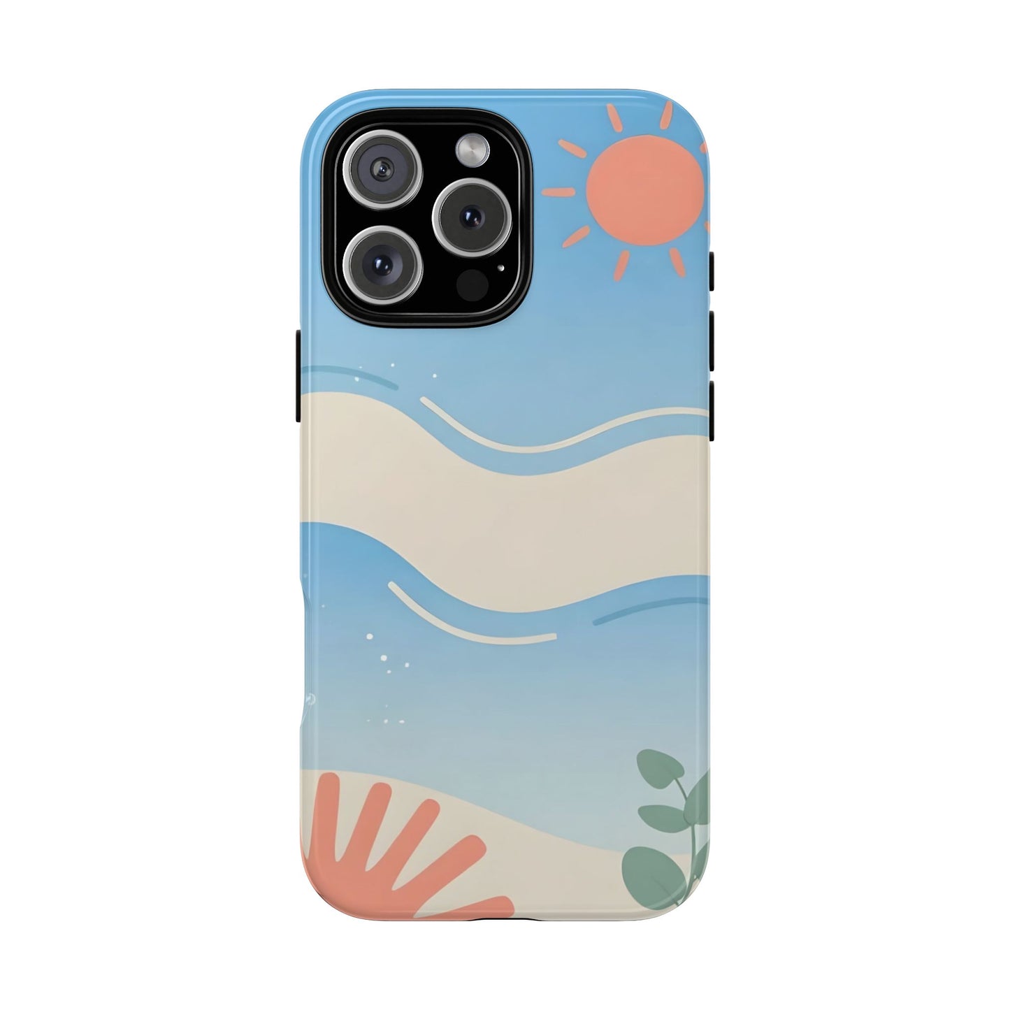 Beach Waves Tough Phone Case — Summer Sun & Seashell Protective Cover