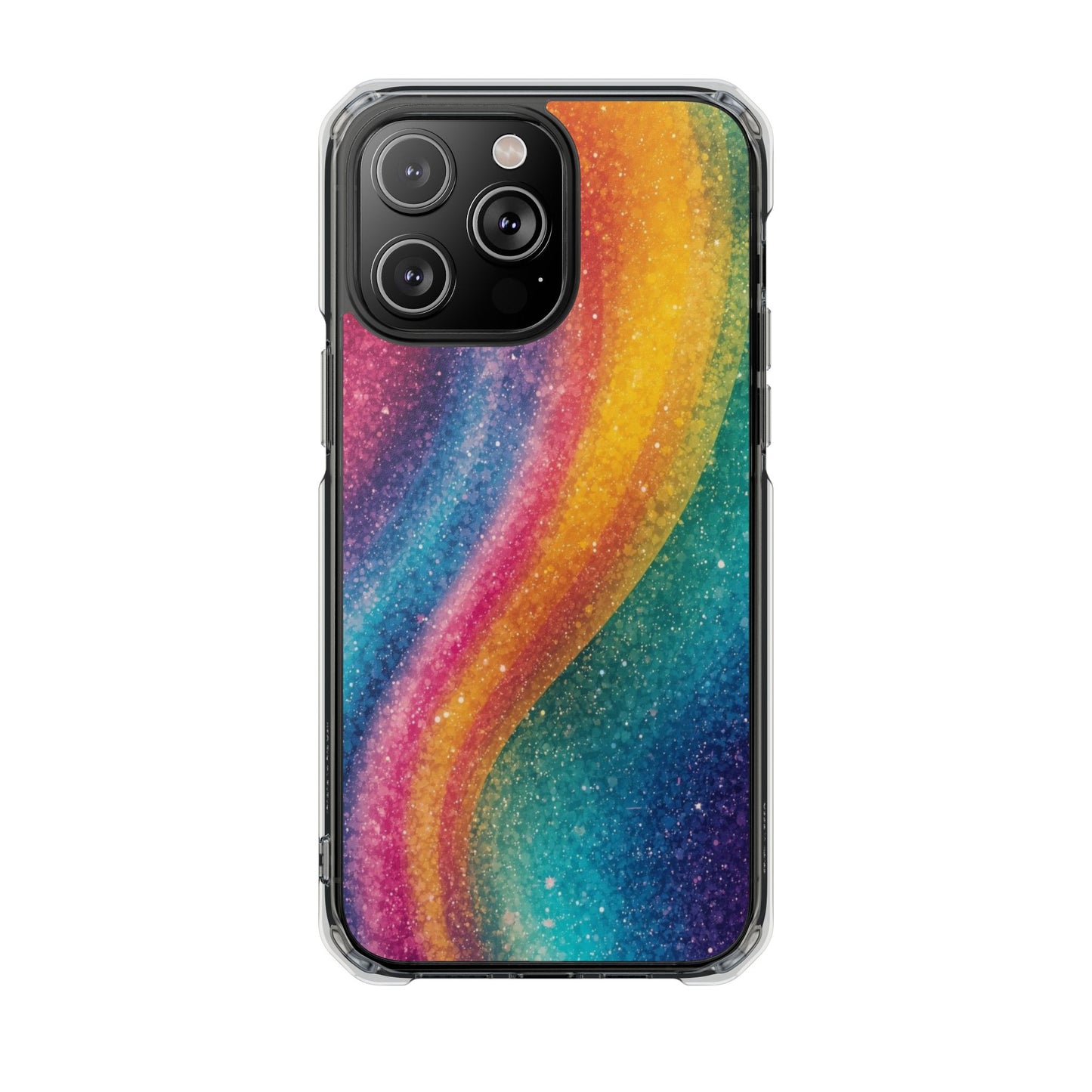 Clear Magnetic Phone Case — Rainbow Glitter Wave Impact-Proof Cover