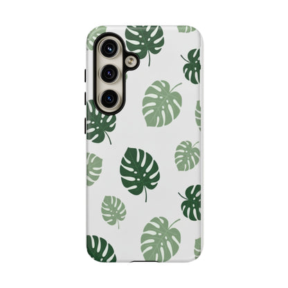 Monstera Leaf Tough Phone Case – Tropical Green Palm Pattern Protective Cover
