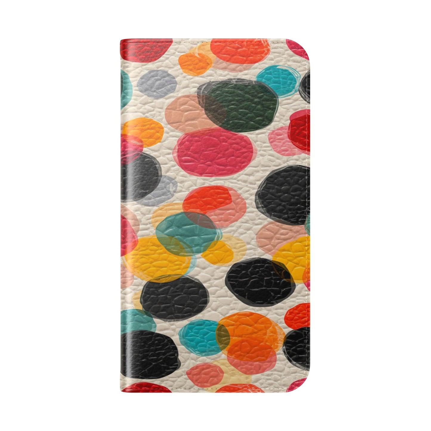 Colorful Confetti Dot Flip Phone Case — Retro Polka Wallet Cover