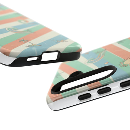 Surf Stripe Tough Phone Case — Retro Beach Waves Pattern