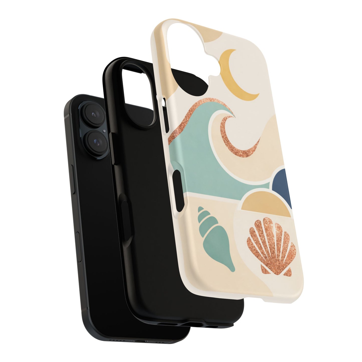 Sea Breeze Tough Phone Case — Retro Waves & Shells Design