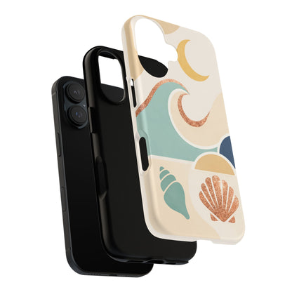 Sea Breeze Tough Phone Case — Retro Waves & Shells Design