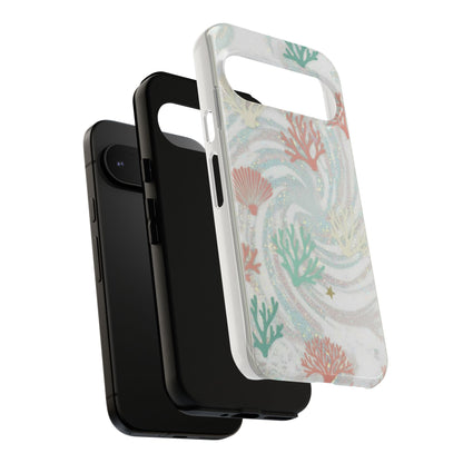 Seafoam Coral Tough Phone Case - Pastel Ocean Wave Design
