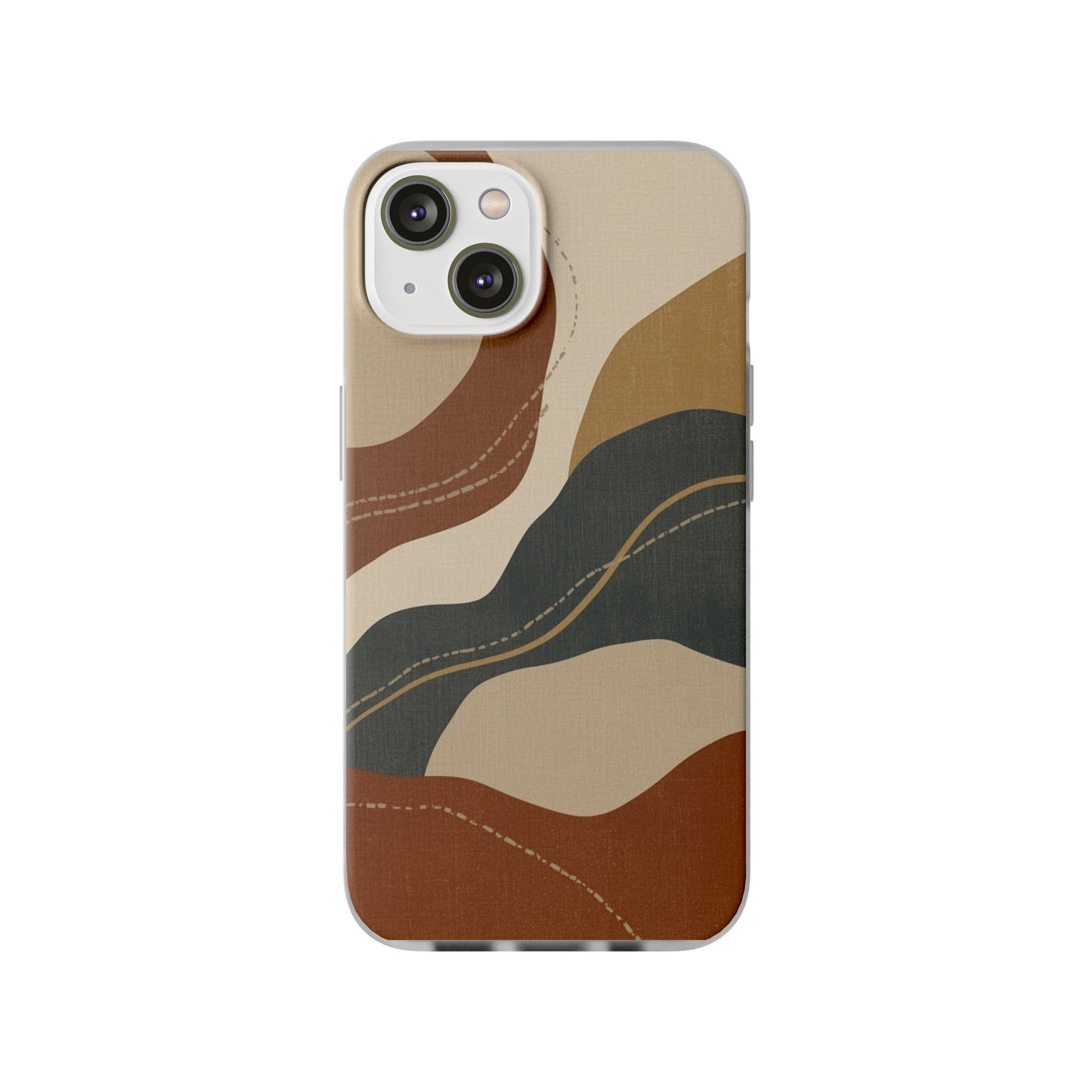 Abstract Earth Tone Phone Case — Boho Wavy Flexi Case