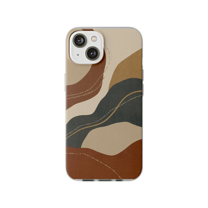 Abstract Earth Tone Phone Case — Boho Wavy Flexi Case