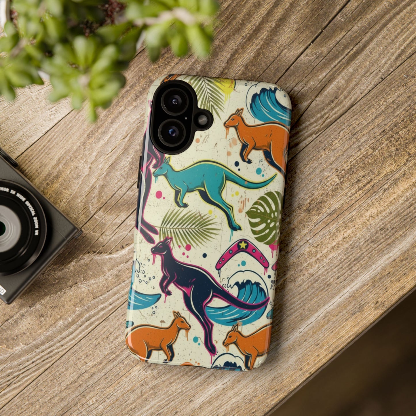 Tough Cases — Colorful Surfing Kangaroo Phone Case
