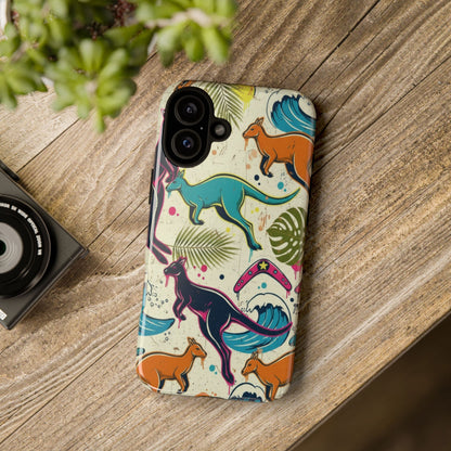 Tough Cases — Colorful Surfing Kangaroo Phone Case