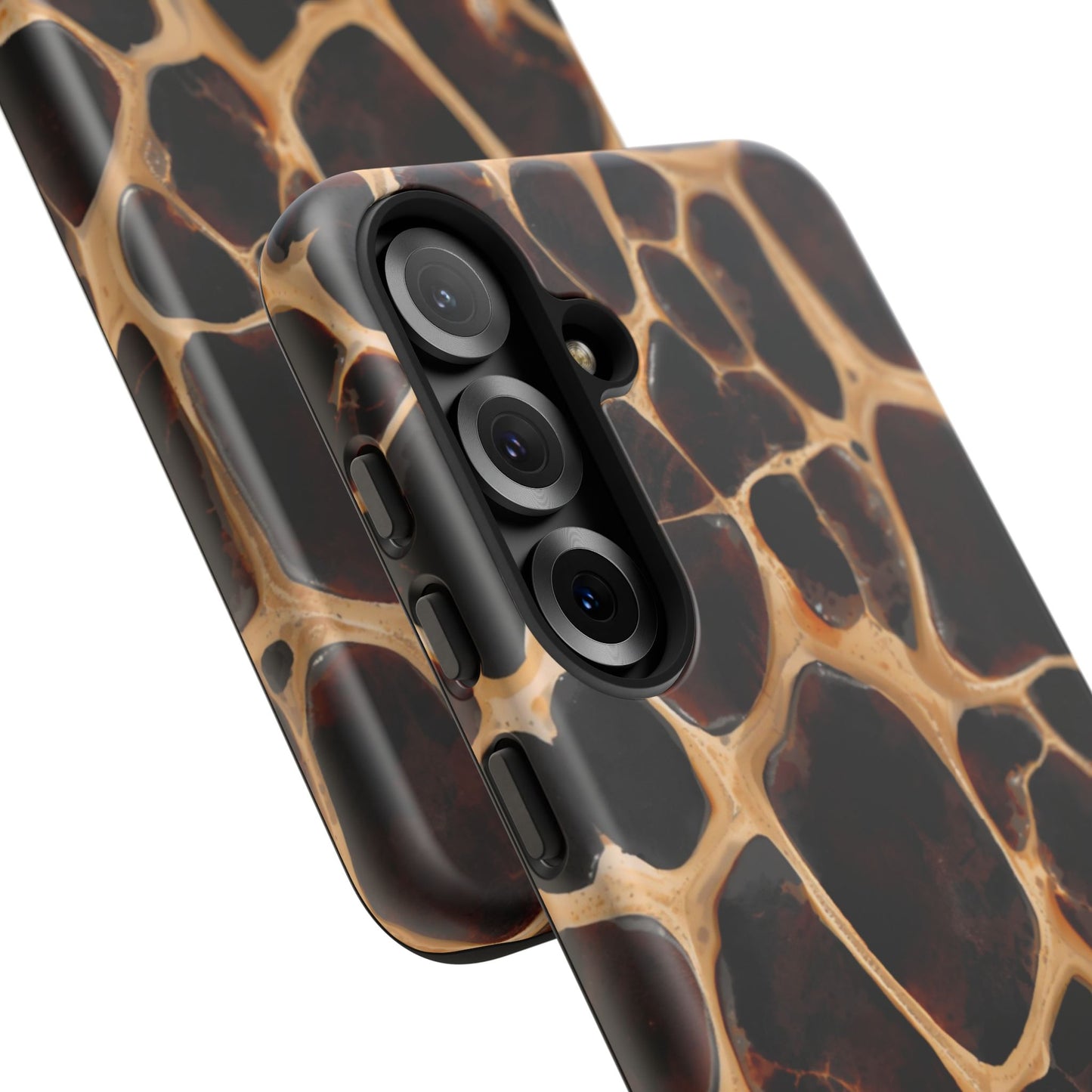 Phone Case — Brown Leather Dot Texture Rugged Protective Cover