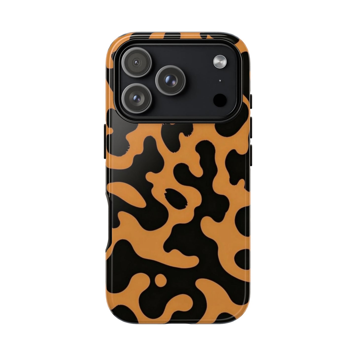 Leopard Print Phone Case — Orange & Black Tough Pattern Protective Cover