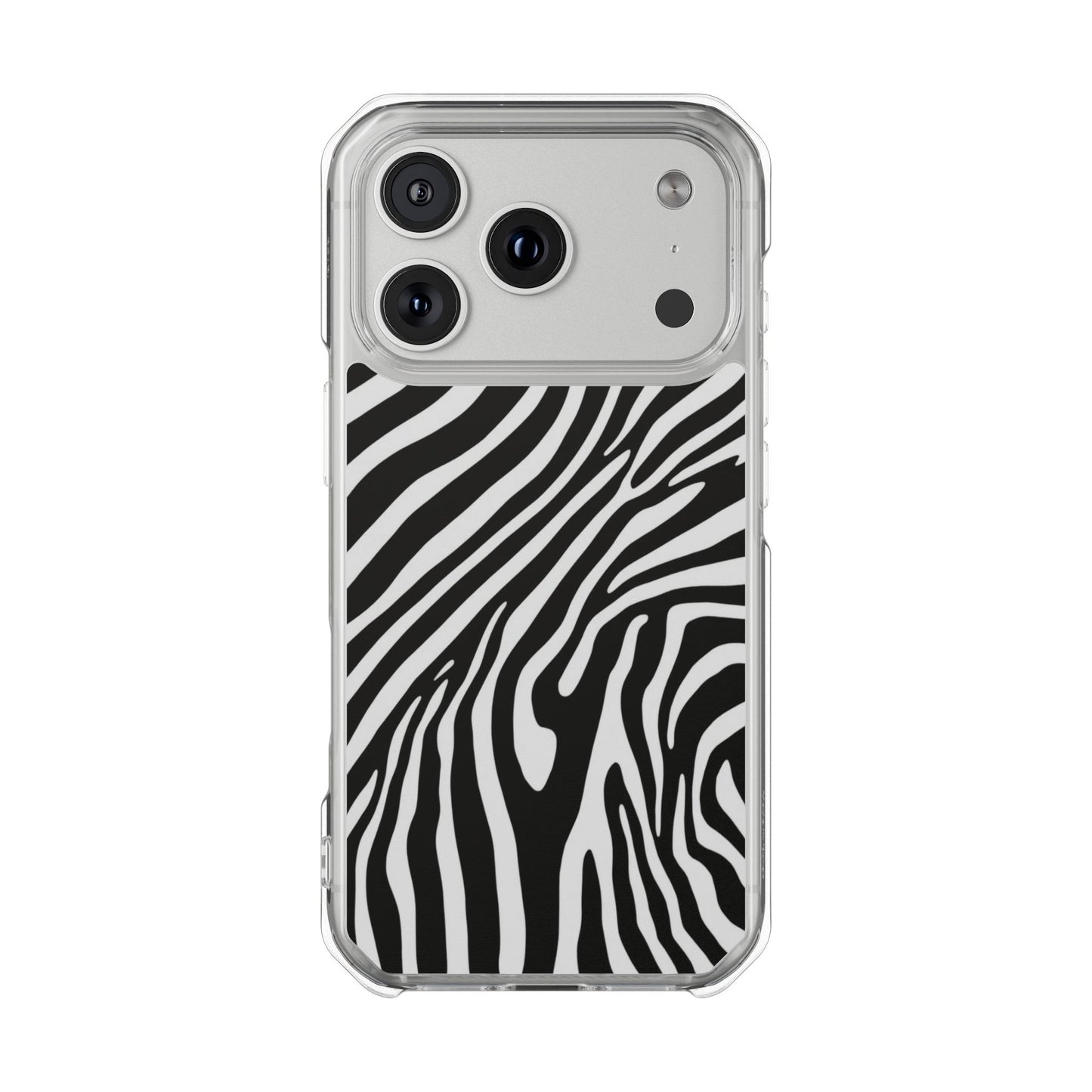 Zebra Print Clear Magnetic Phone Case — Impact-Resistant iPhone Cover