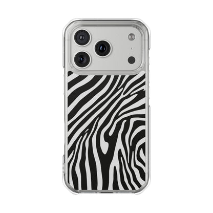 Zebra Print Clear Magnetic Phone Case — Impact-Resistant iPhone Cover