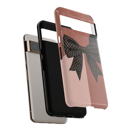 Bow Stripe Tough Phone Case – Pink Mauve Protective Cover
