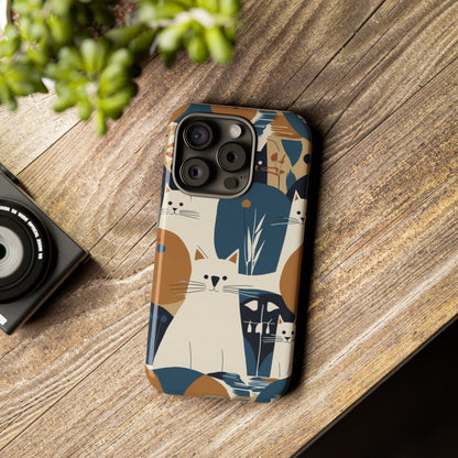 Cat Pattern Phone Case – Retro Abstract Cats Protective iPhone Cover