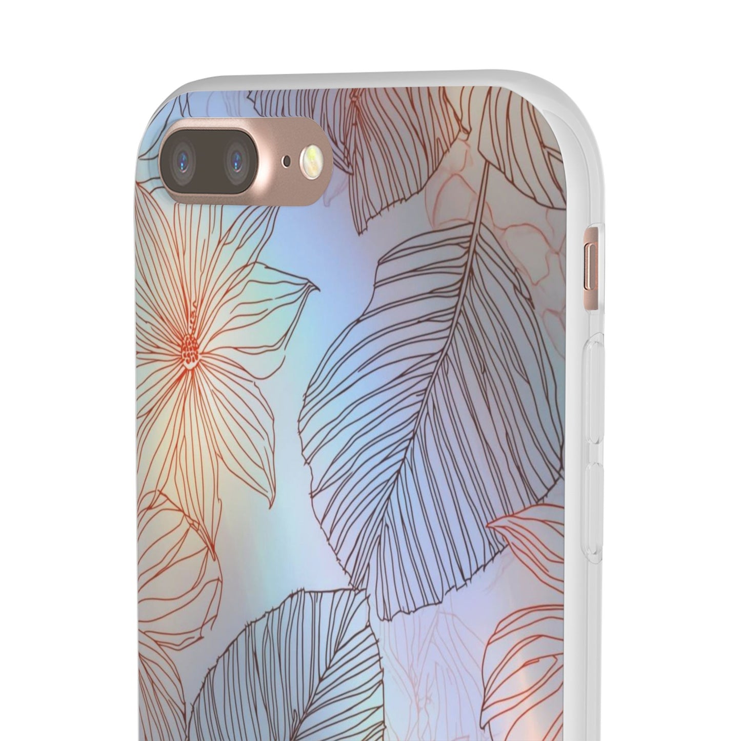 Floral Holographic Phone Case — Iridescent Leaves & Flowers Flexi Case
