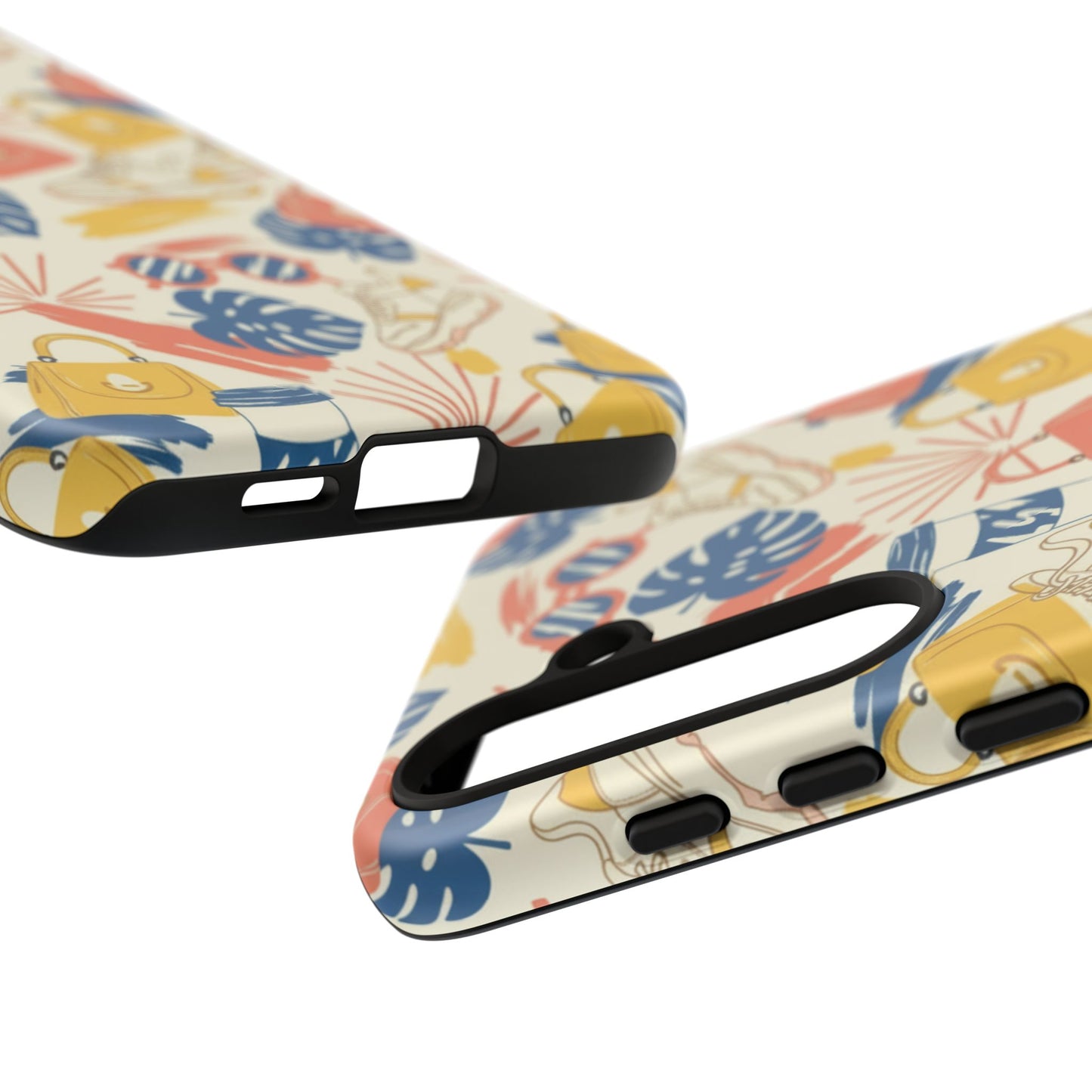 Tough Cases: Retro Summer Pattern Phone Case – Sunglasses, Sneakers & Tropical Leaves