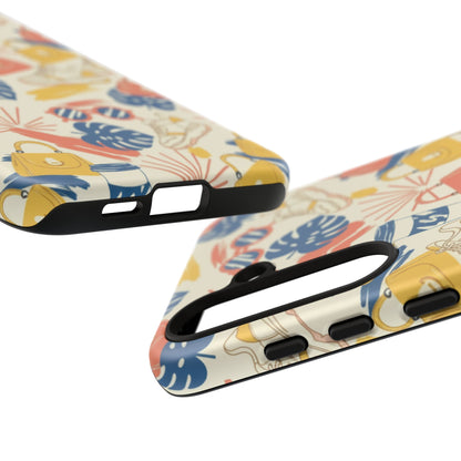 Tough Cases: Retro Summer Pattern Phone Case – Sunglasses, Sneakers & Tropical Leaves