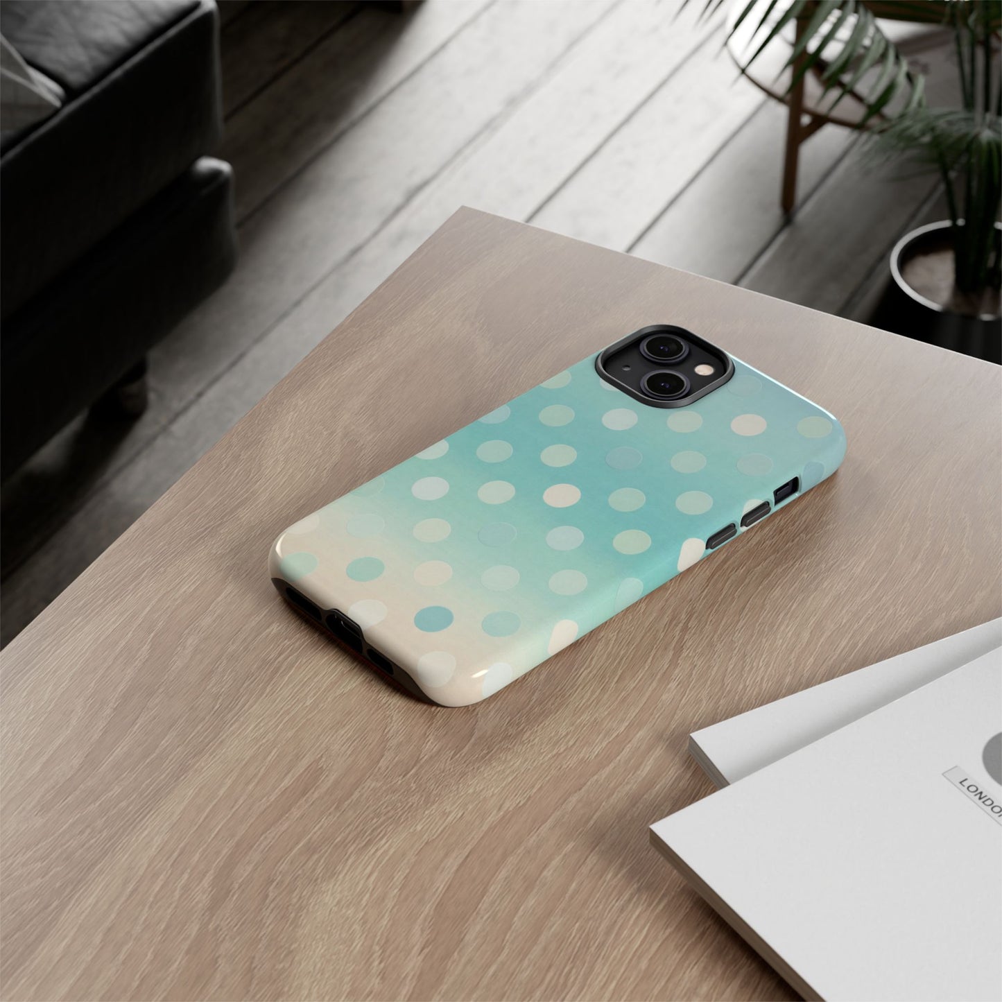 Abstract Palm Tough Phone Case — Minimal Coastal Blue Protective Cover