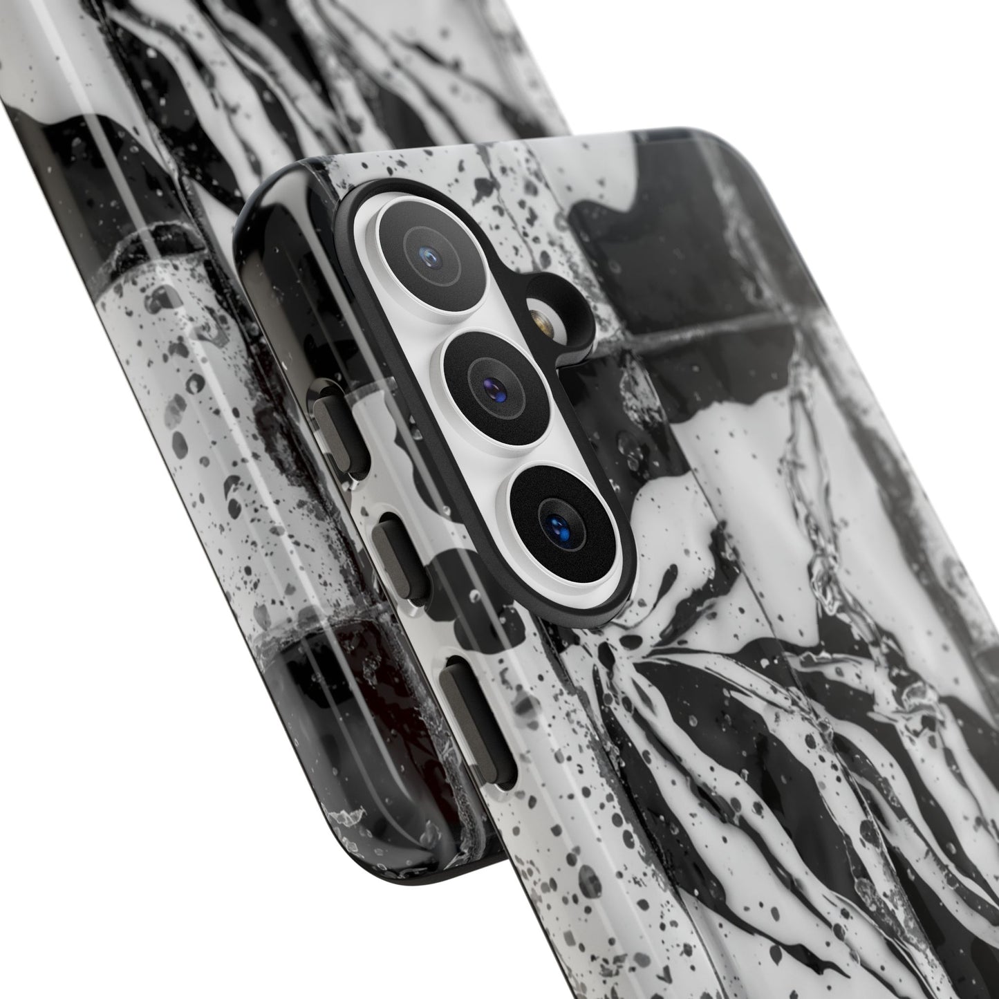 Monochrome Tile Floral Tough Phone Case